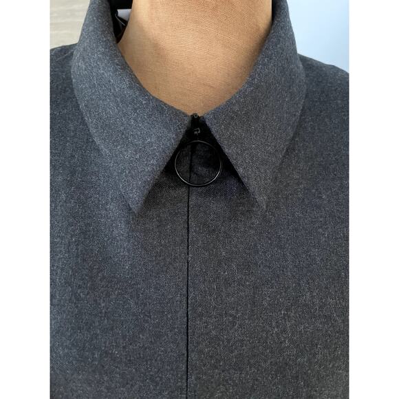 Akris Punto Sz 14 Fit and Flare Wool Dress Gray Office Minimalist Tailored Sleek - Picture 6 of 16